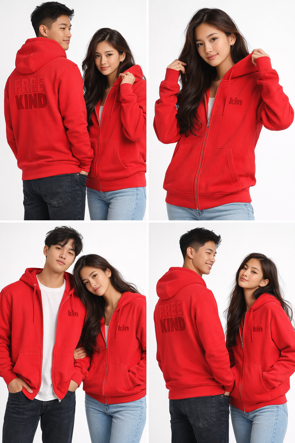 UV × kin | Team Red Zip Hoodie (Embroidered Front + Back)